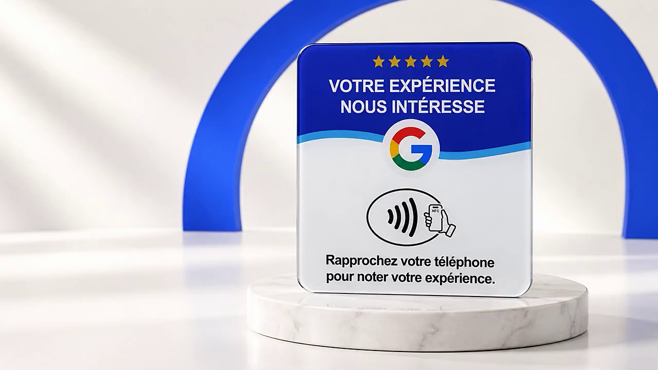 Plaque Point Avis premium sur un socle en marbre